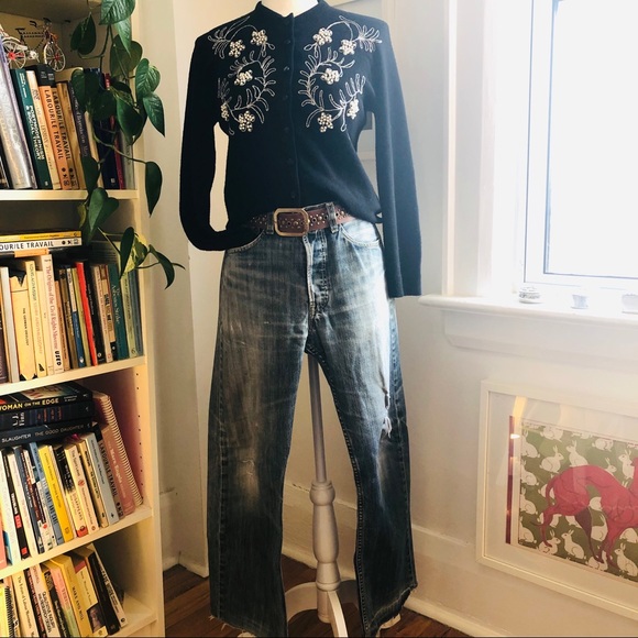 vintage 50s beaded embroidered sweater - Picture 4 of 8